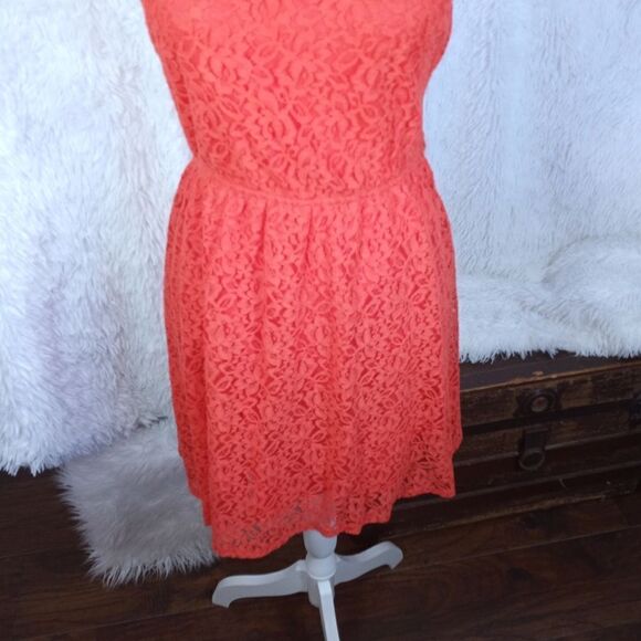 MOSSIMO ORANGE LACE OVERLAY DRESS SZ.L EUC - Picture 4 of 7